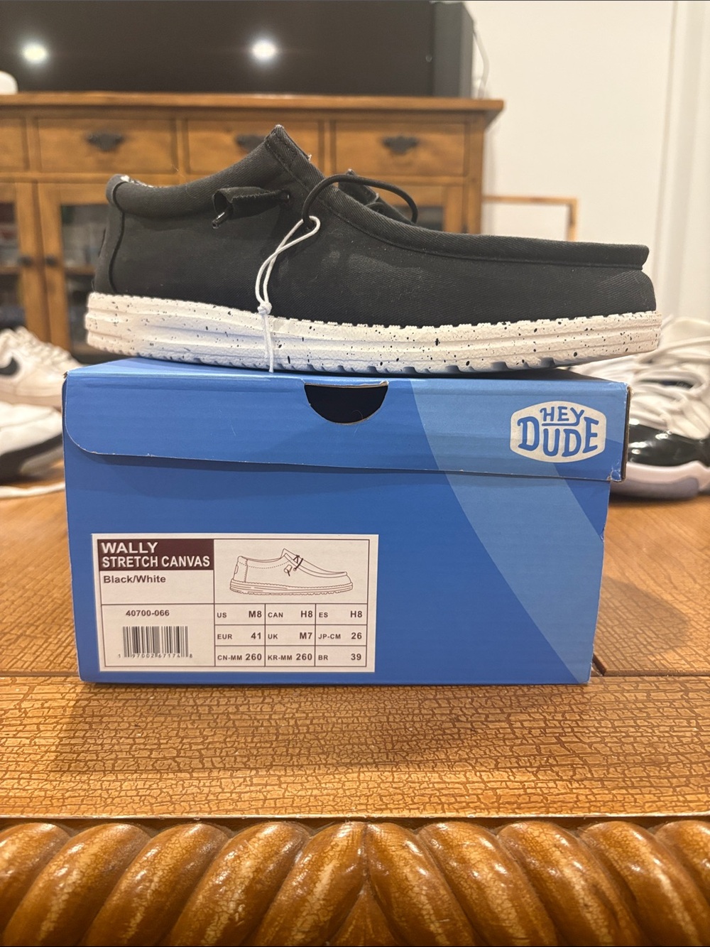 Hey Dude Wally Stretch Canvas Loafers — Black with White Sole